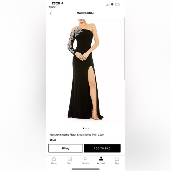 Like new Mac Duggal black long embellished maxi long one shoulder dress size 8 - Picture 3 of 6